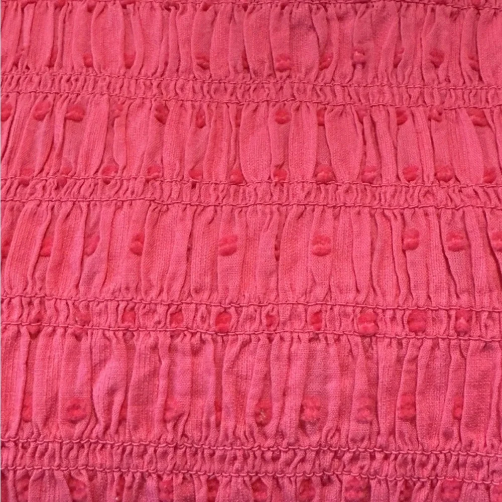 J.Crew Pink Smocked Swiss Dot Puff Sleeve Blouse Ruffle Neck S